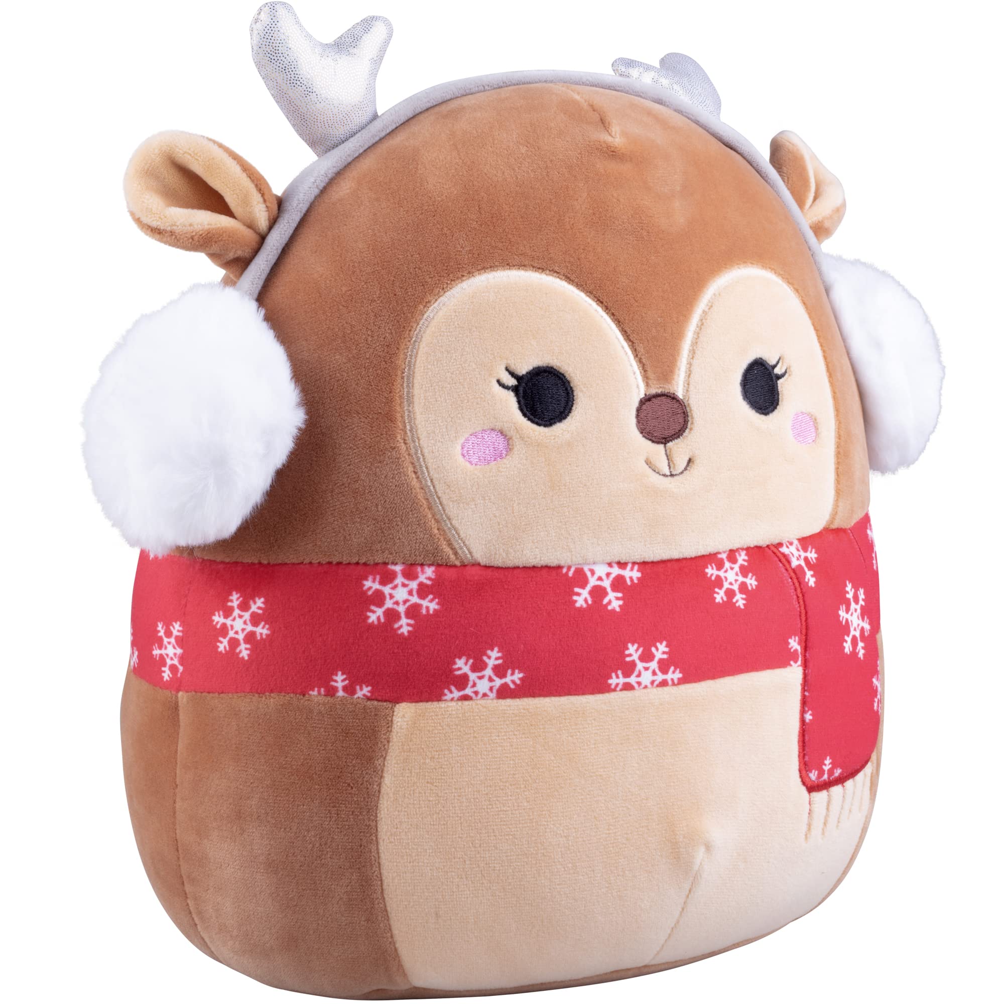 Squishmallows Darla 10-inch Christmas Deer hugging pose ideal for comforting cuddles on trips.