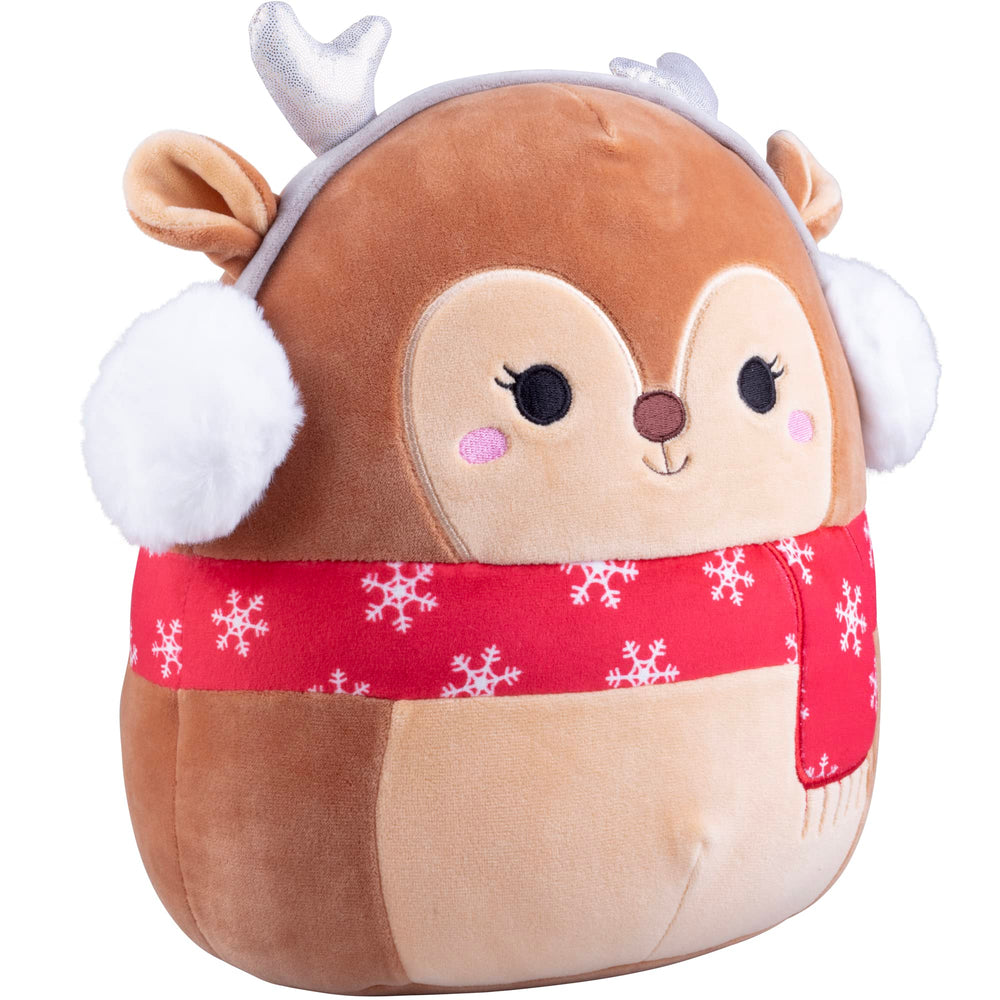 Squishmallows Darla 10-inch Christmas Deer hugging pose ideal for comforting cuddles on trips.