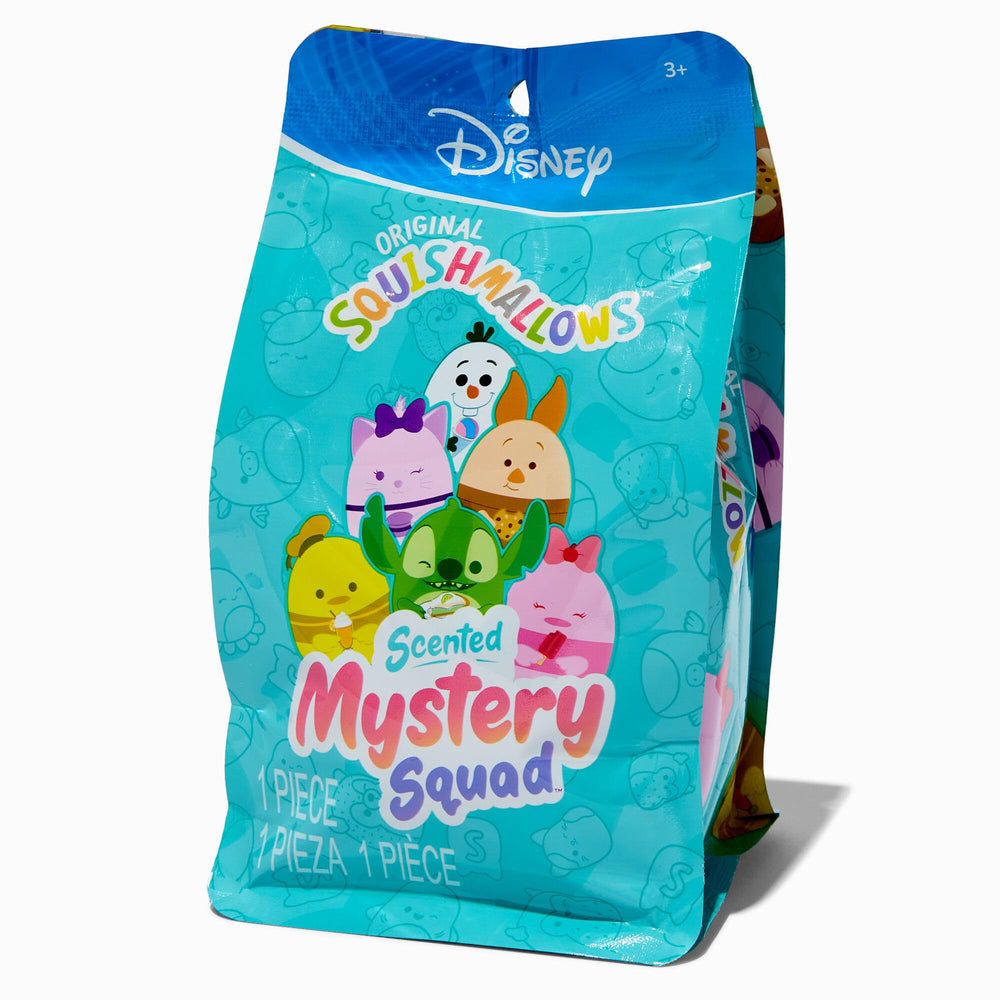 Squishmallows Disney 5-Inch Mystery Plush packaging image highlights a scented cuddle buddy for kids