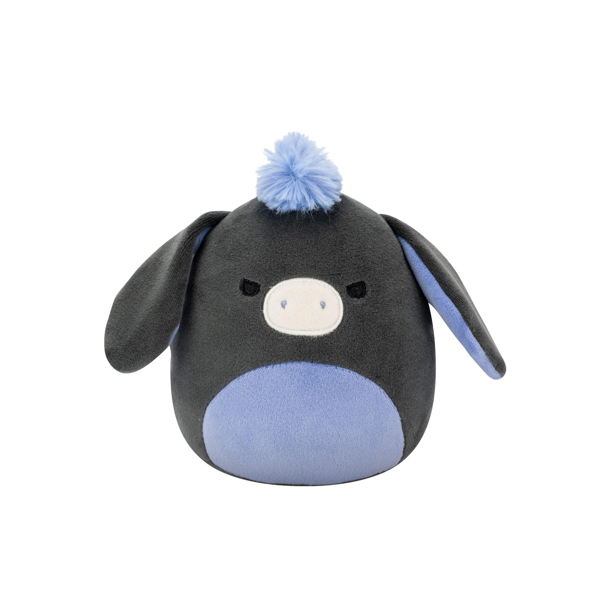 Squishmallows Don the Charcoal Donkey face close-up for cuddly comfort