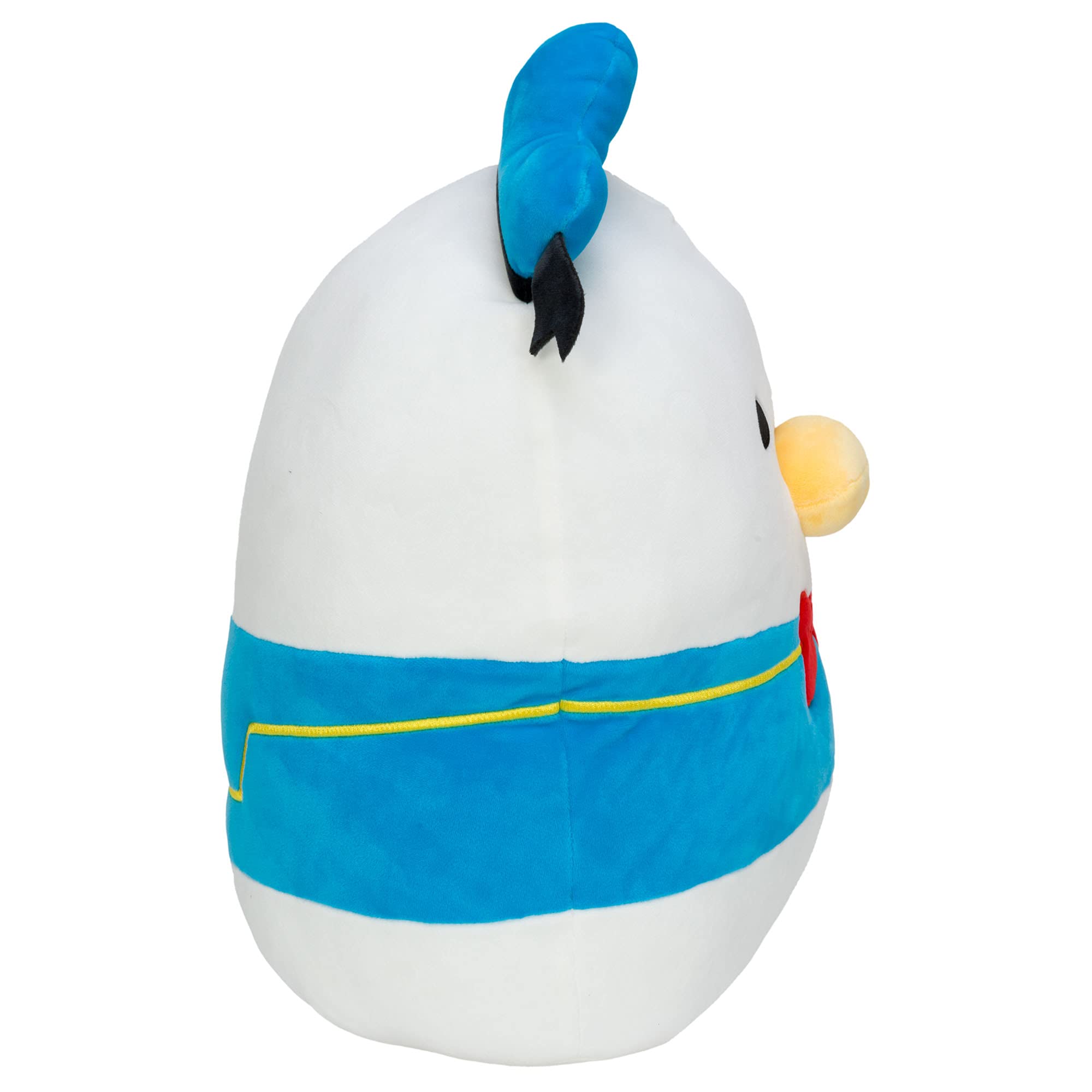 Squishmallows Donald Duck plush cap detail for collectors.