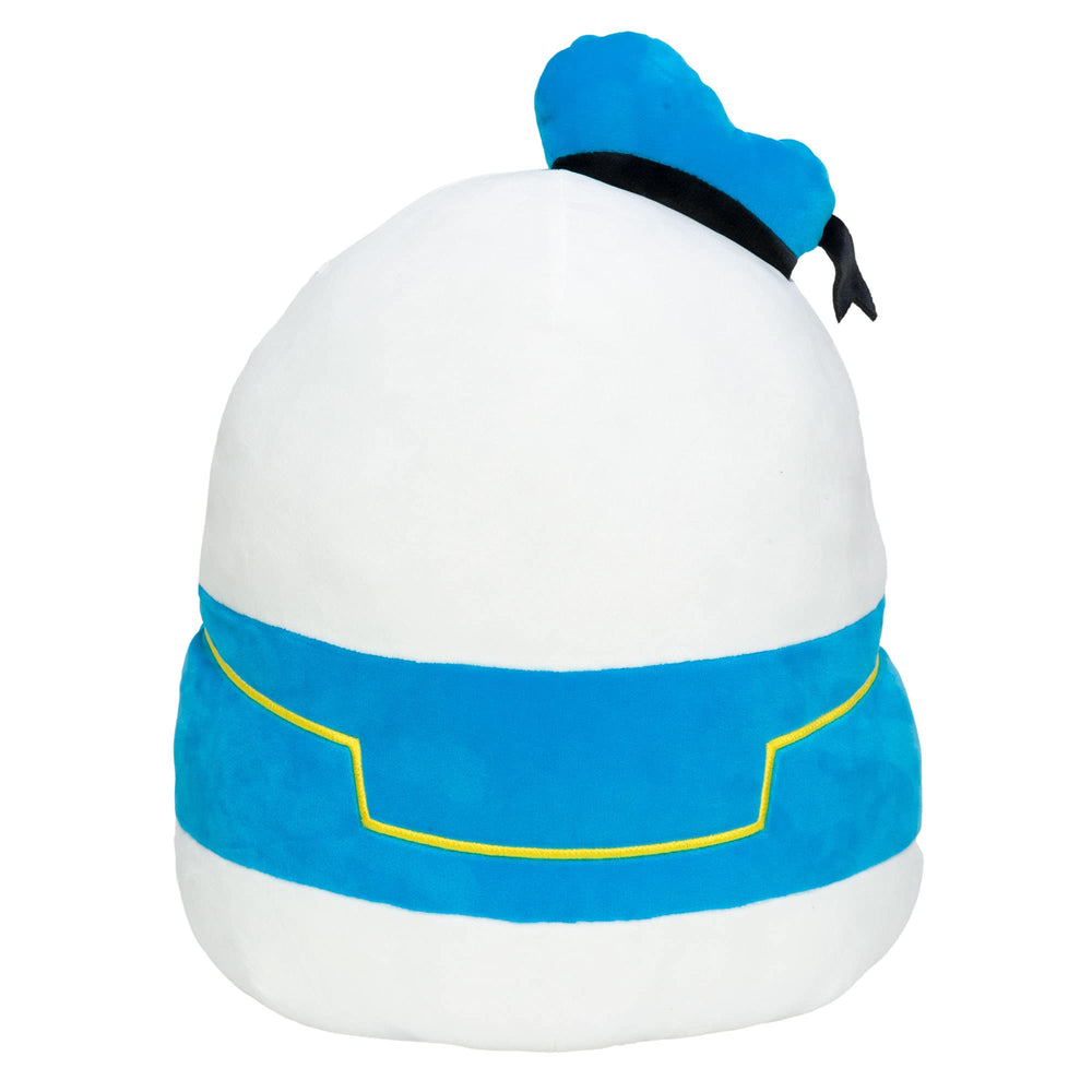 Squishmallows Donald Duck plush texture closeup shows ultrasoft feel.