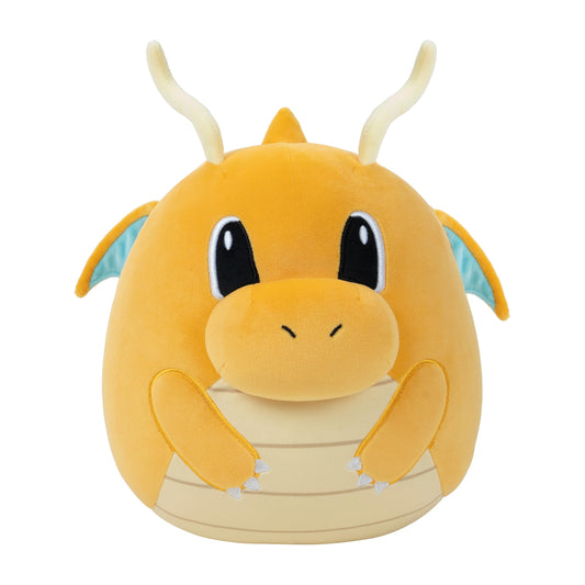 Squishmallows Dragonite 10in plush, full view, ideal travel companion with ultrasoft touch.
