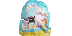 Squishmallows Squooshems blind pack image showing packaging and a surprise figure.