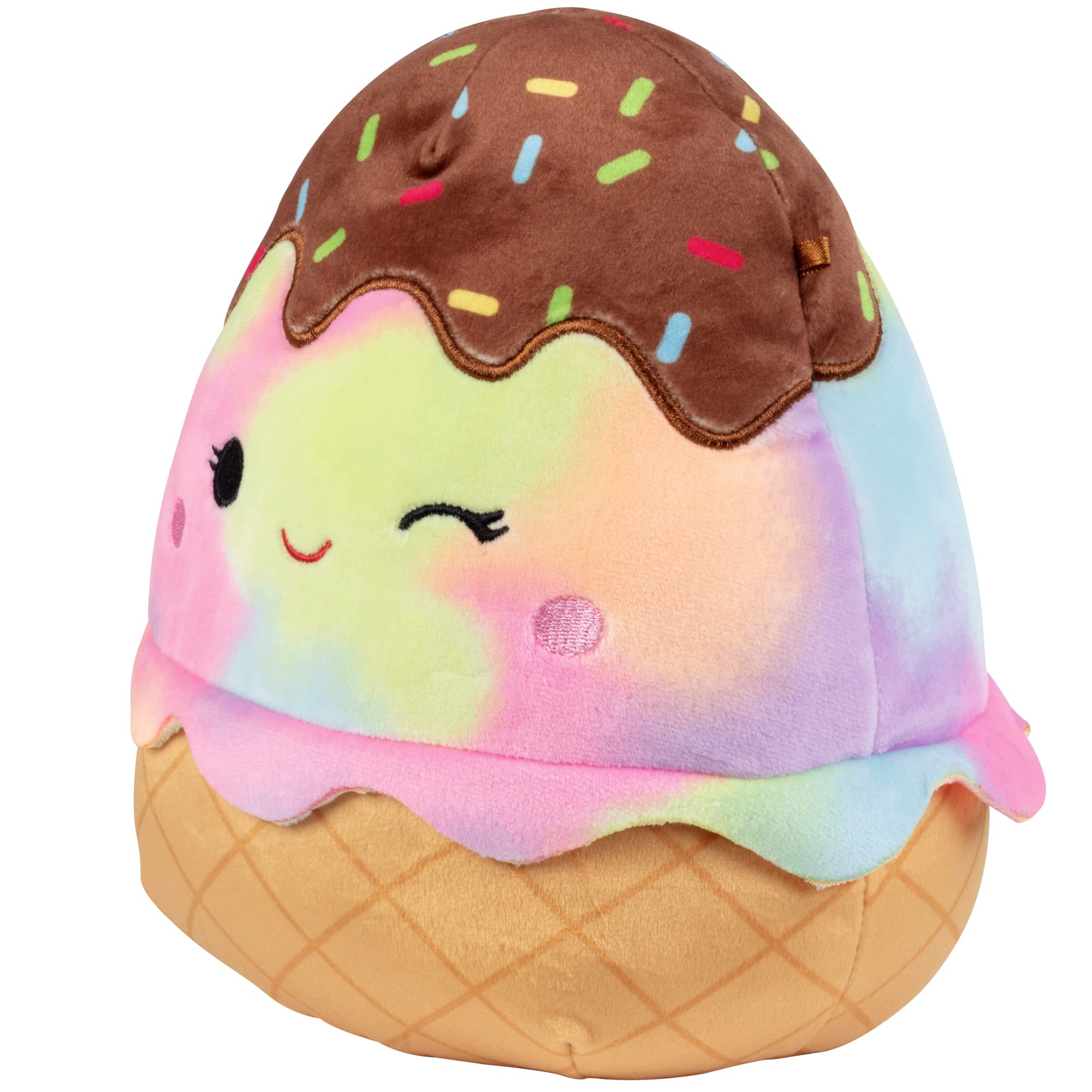 Squishmallows Glady ice cream plush face close-up, showcases soft texture