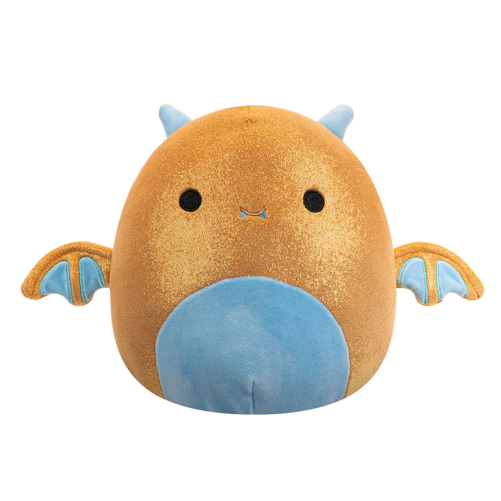 Squishmallows Golden Dragon Adopt Me 8-Inch pose for cozy travel snuggles.