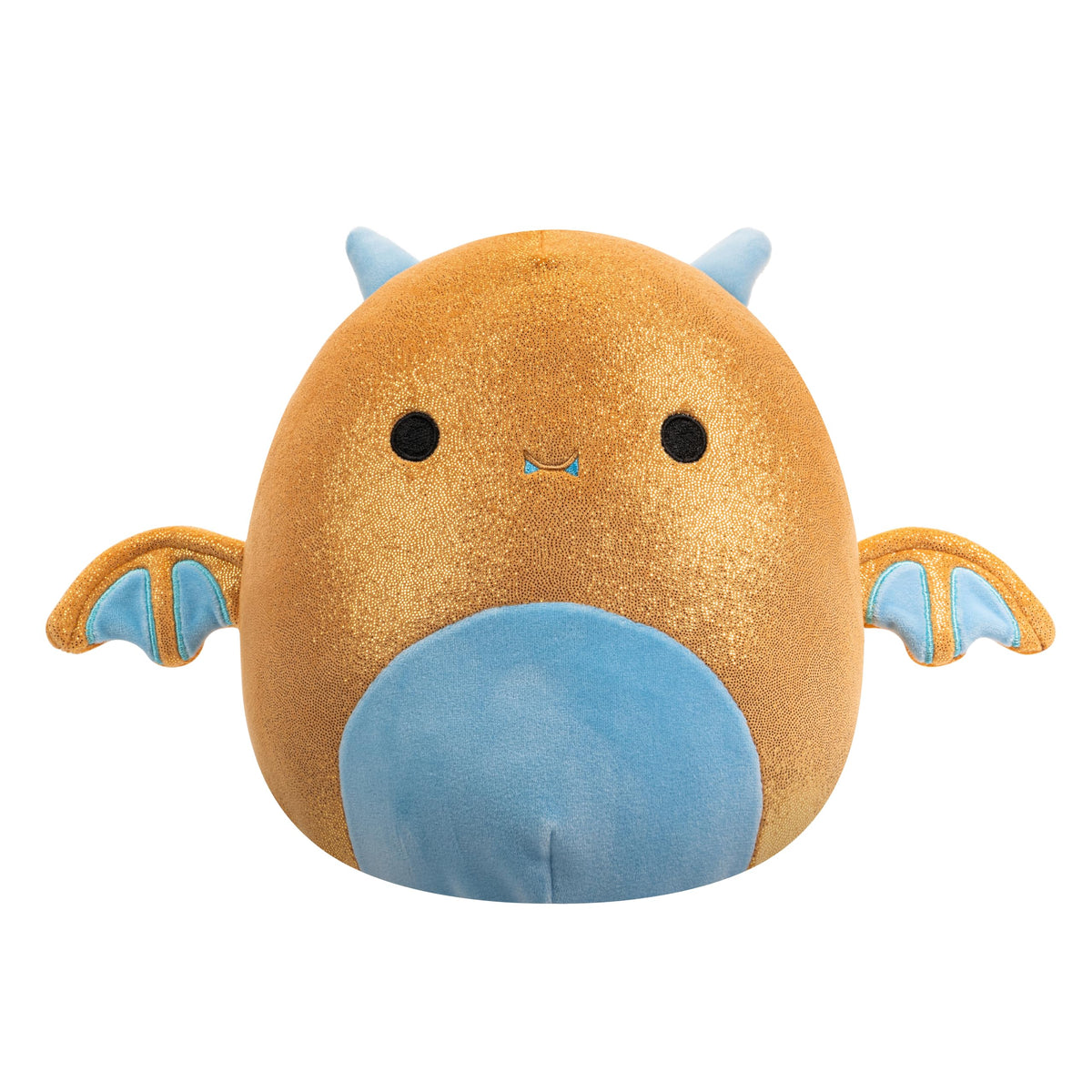 Squishmallows Golden Dragon Adopt Me 8-Inch pose for cozy travel snuggles.