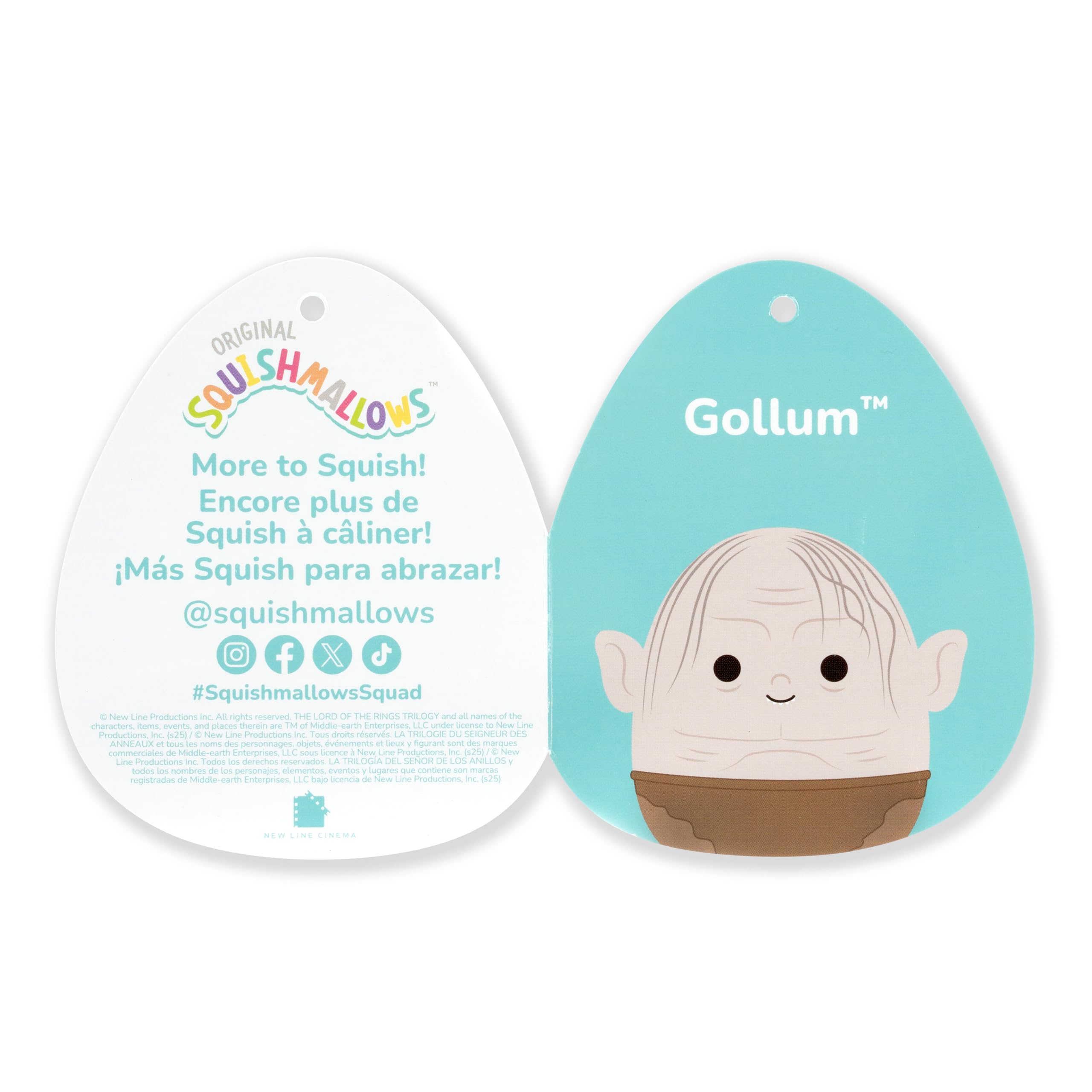 Squishmallows Gollum 10in plush official license seal.