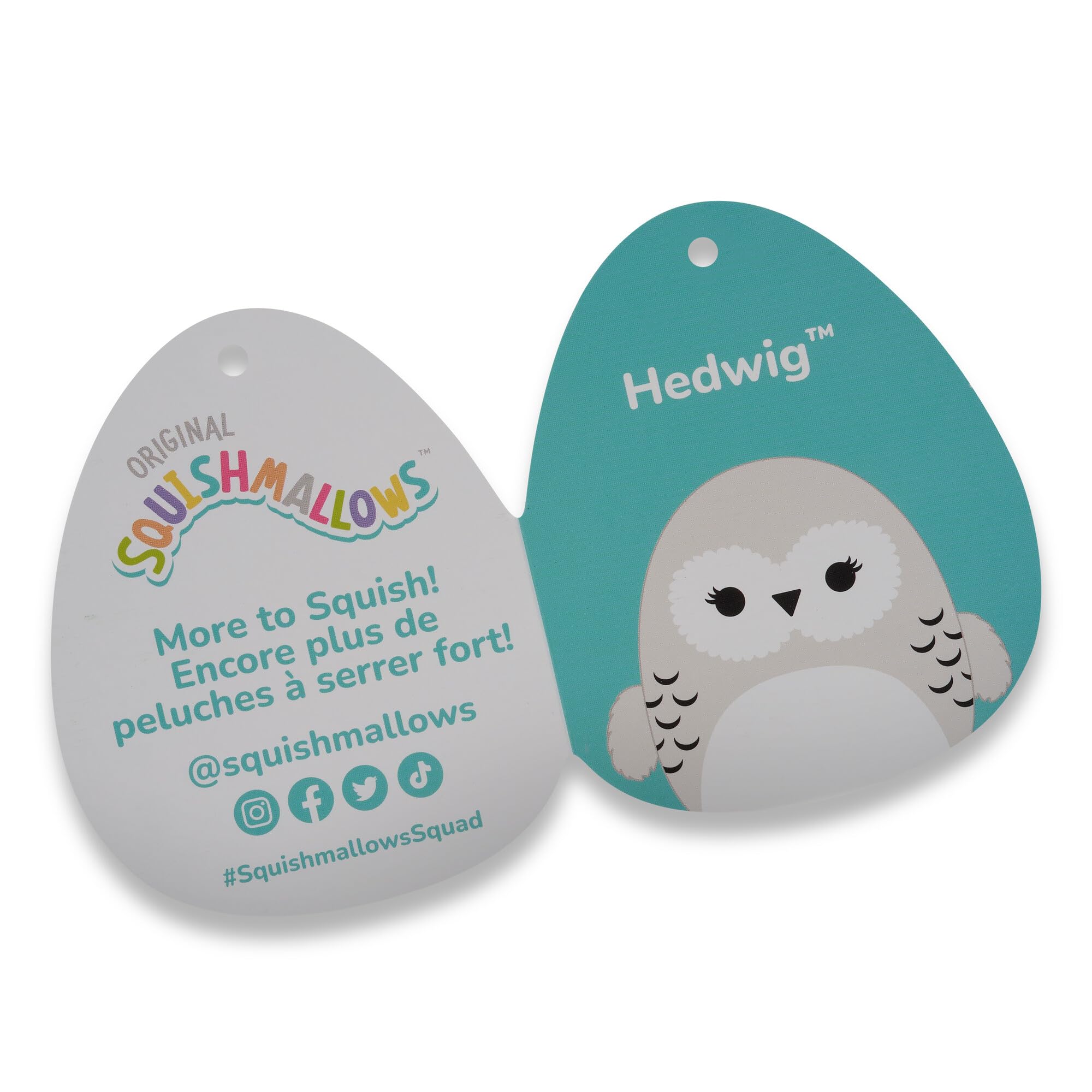 Hedwig in car, ideal travel cuddle buddy from Squishmallows.