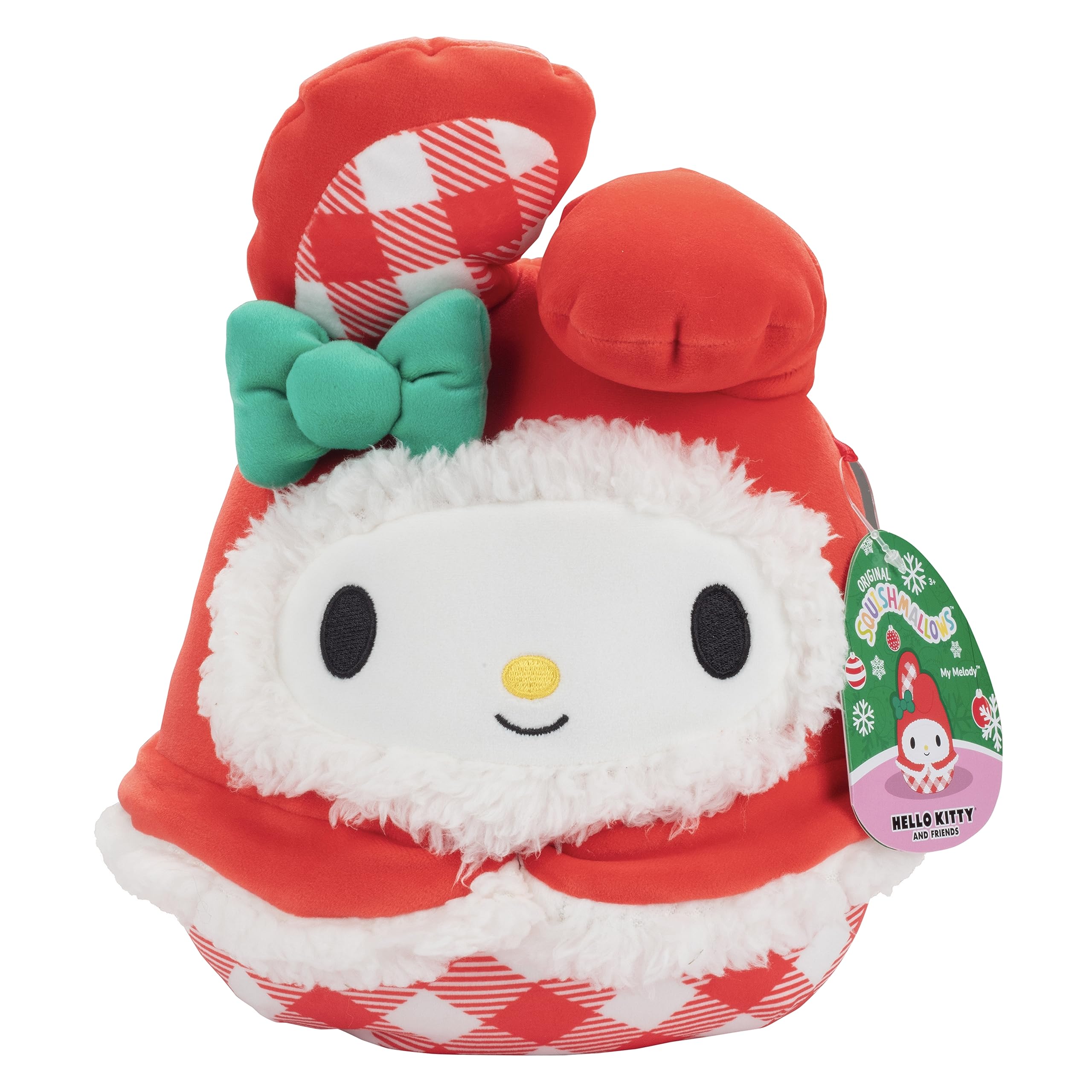 Squishmallows Hello Kitty My Melody 8-inch plush, a soft cuddle buddy for kids and collectors.
