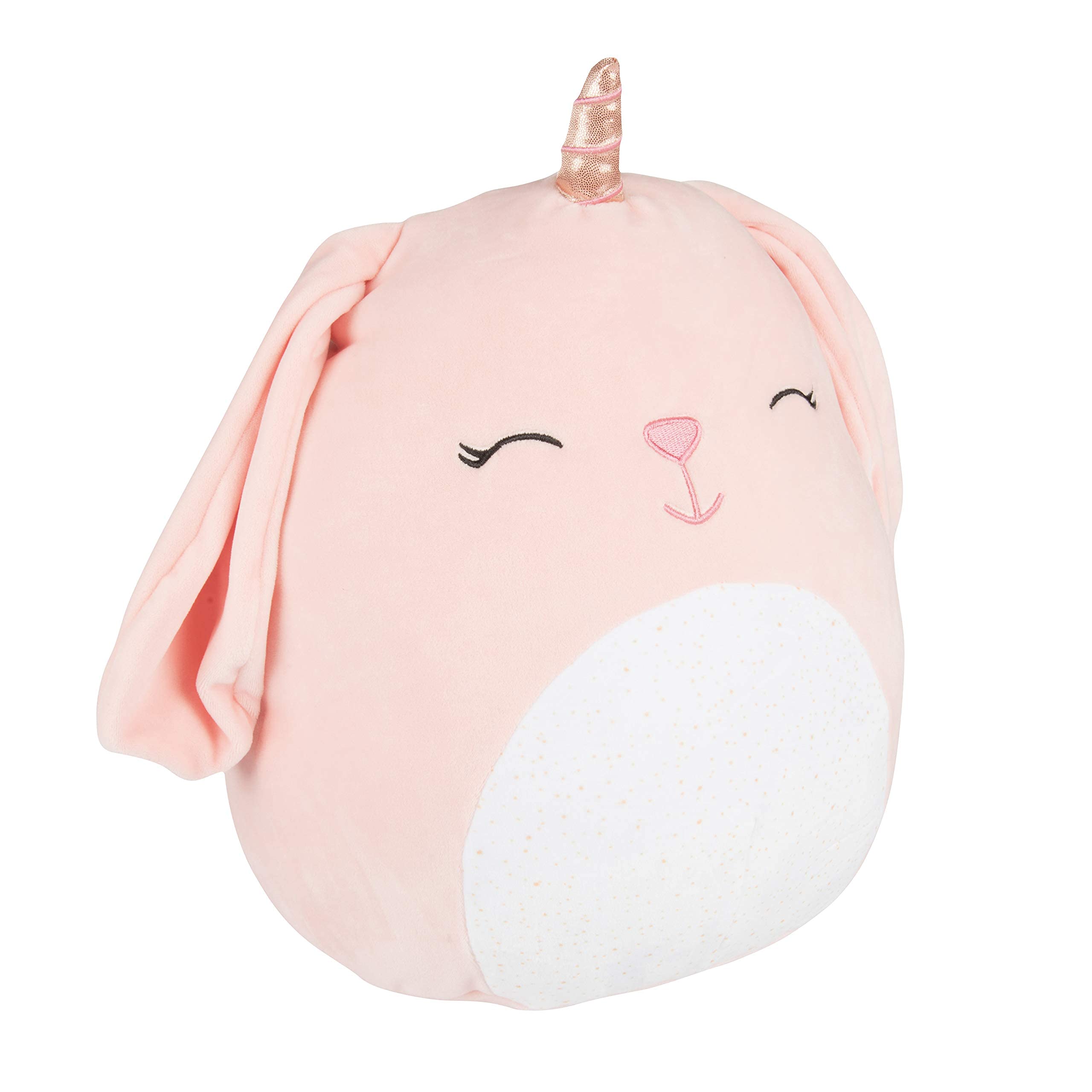 Legacy Bunnycorn plush, 12in tall, shown in side view, inviting hugs on the go.