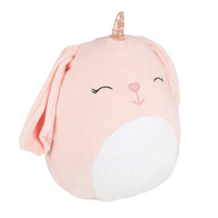 Legacy Bunnycorn plush, 12in tall, shown in side view, inviting hugs on the go.