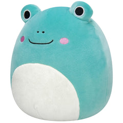Ludwig teal frog close-up reveals ultrasoft fabric for comforting hugs