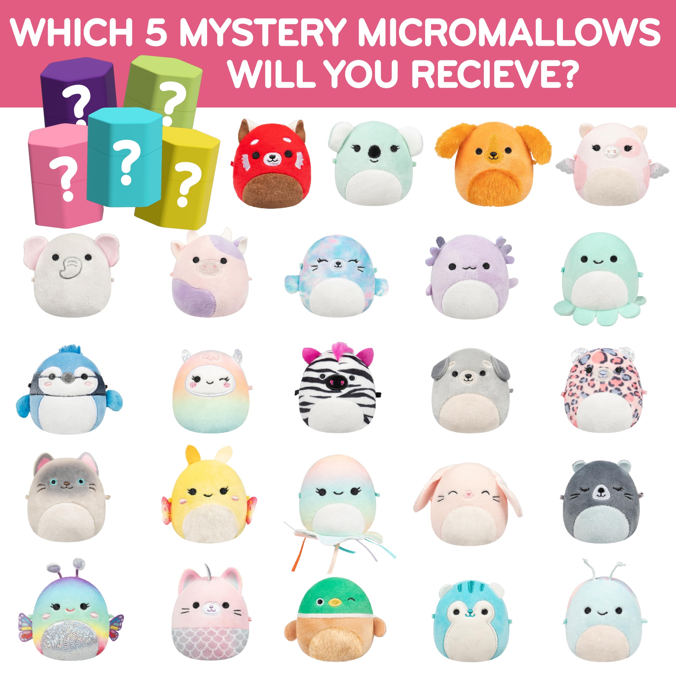 Squishmallows Micromallows two-inch mini plush figures for travel and cuddles.