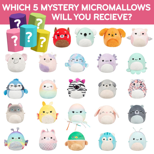 Squishmallows Micromallows two-inch mini plush figures for travel and cuddles.