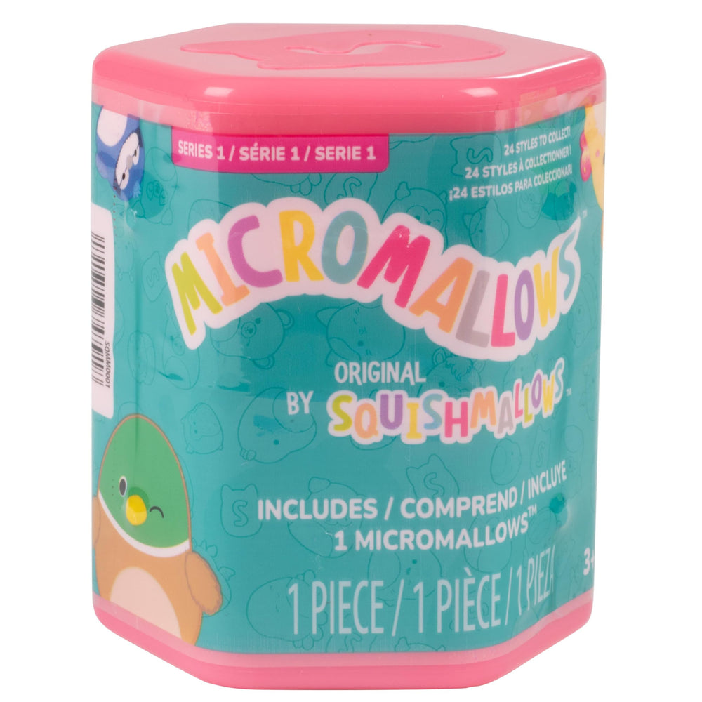 Squishmallows Micromallows two mini plush inside capsule for cozy travel cuddles.