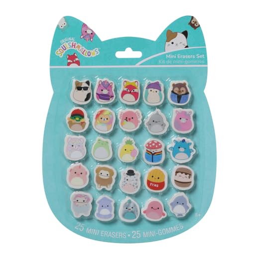Squishmallows mini eraser Cam Calico Cat with sunglasses; ideal for neat notes.
