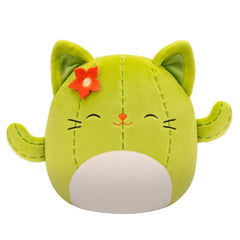 Squishmallows Ms. Miss Green Cactus Cat face close-up showing cuddly charm