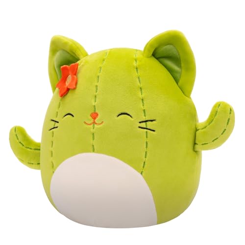 Squishmallows Ms. Miss Green Cactus Cat hug pose for comforting softness