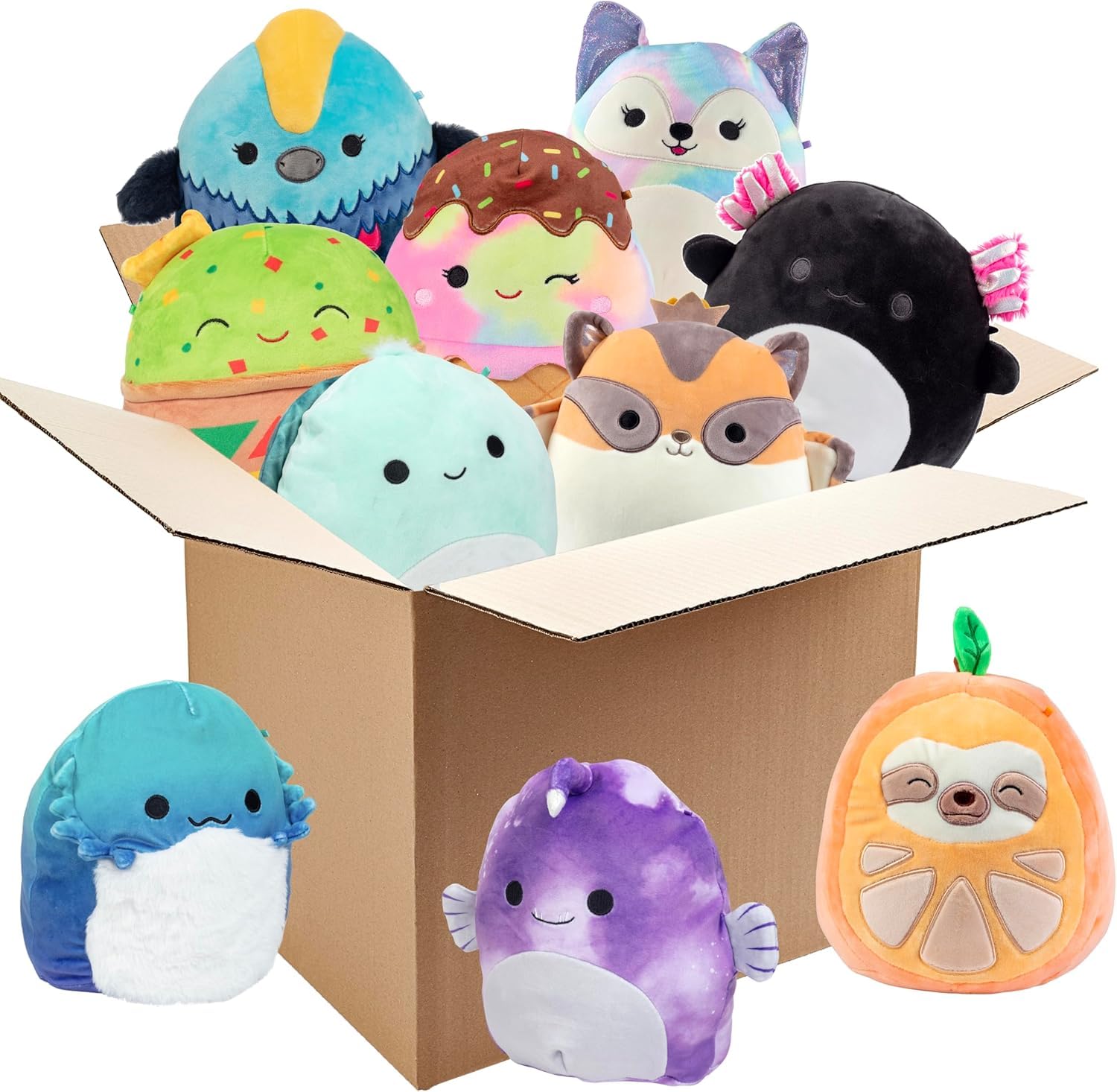 Squishmallows mystery 8-inch trio pack front view for on-the-go comfort
