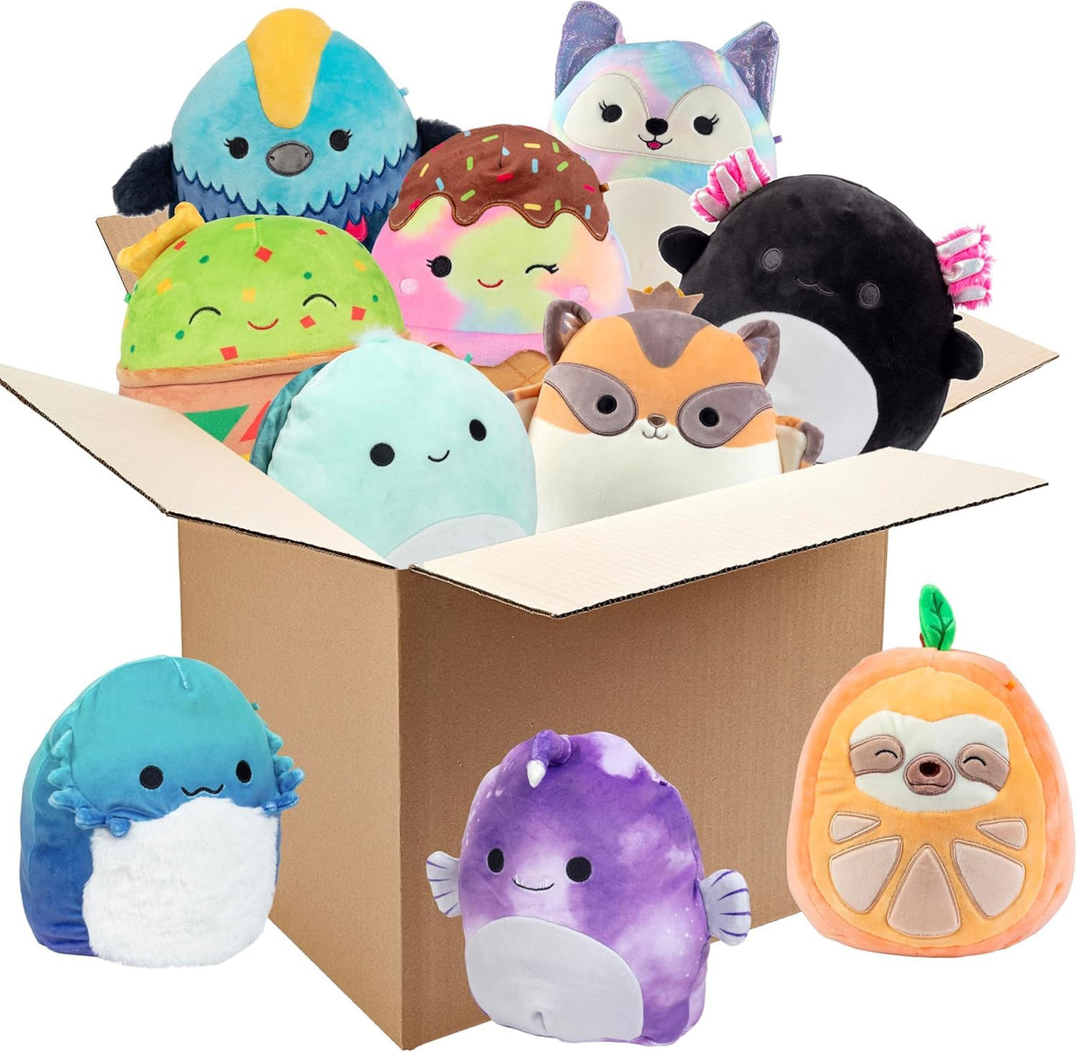 Squishmallows mystery 8-inch trio pack front view for on-the-go comfort