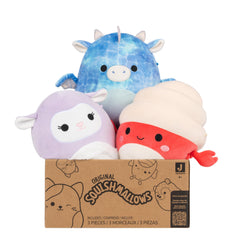 Squishmallows Original Mystery 3-Pack front view showing three medium plush characters for play