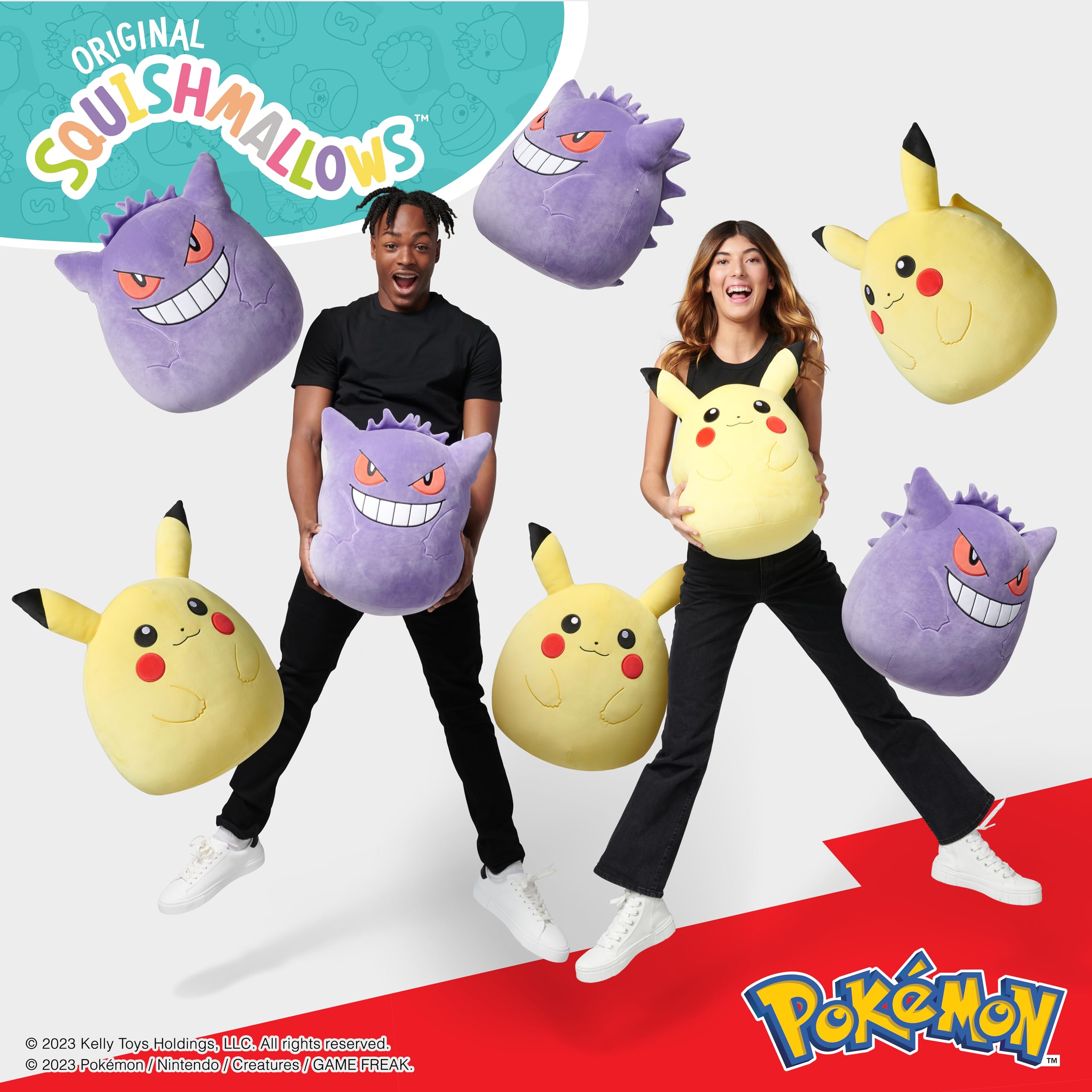 Squishmallows Pikachu soft fabric texture gentle to touch and cuddle.