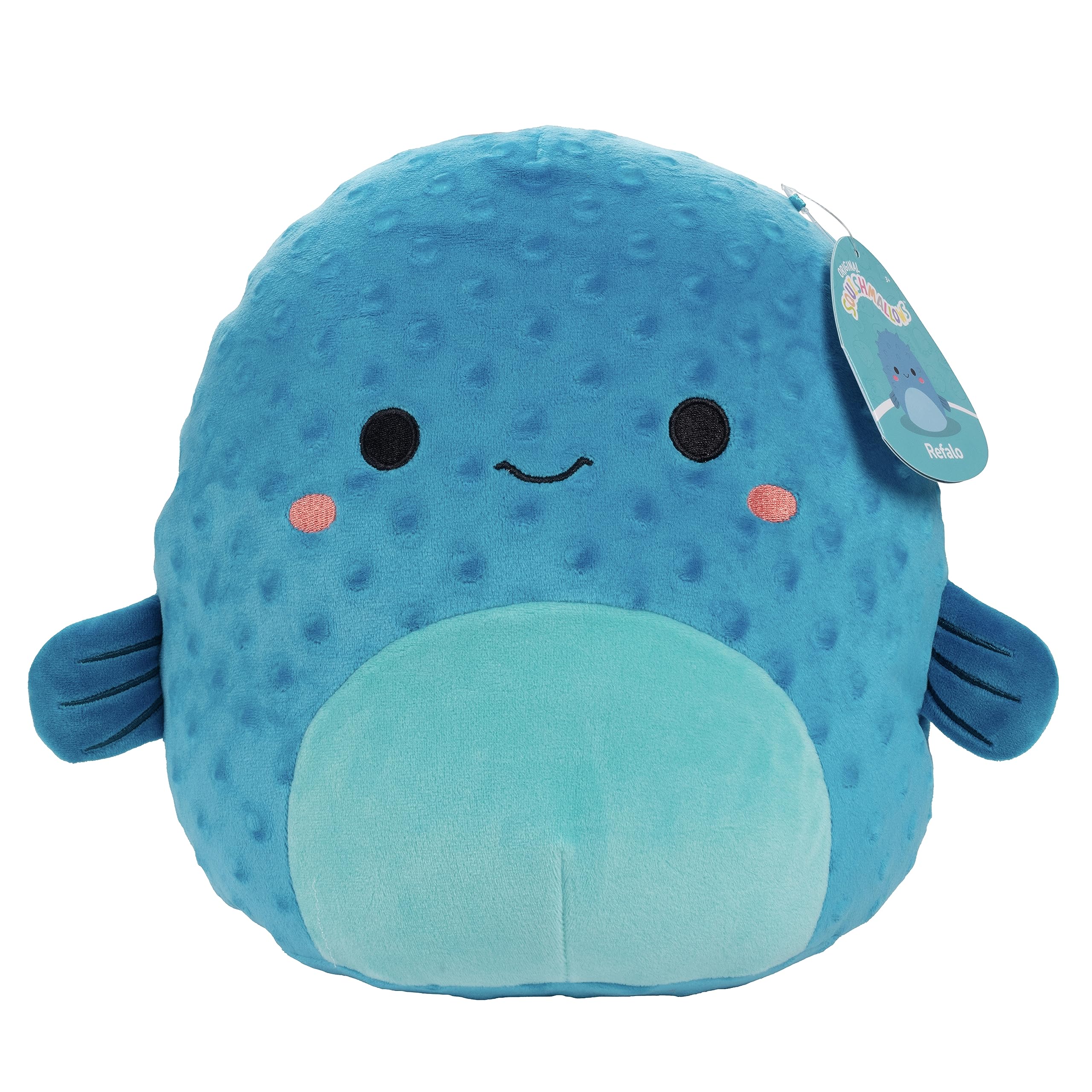Squishmallows Refalo pufferfish 10-inch plush for cozy cuddling.
