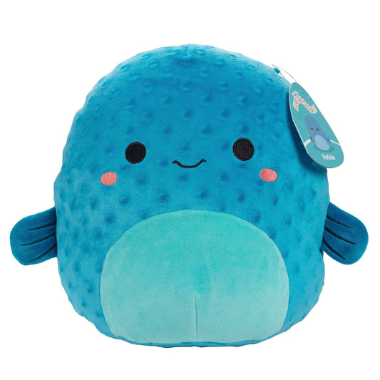 Squishmallows Refalo pufferfish 10-inch plush for cozy cuddling.