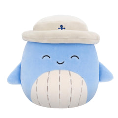 Squishmallows Samir blue whale front view, 5-inch cuddle buddy.