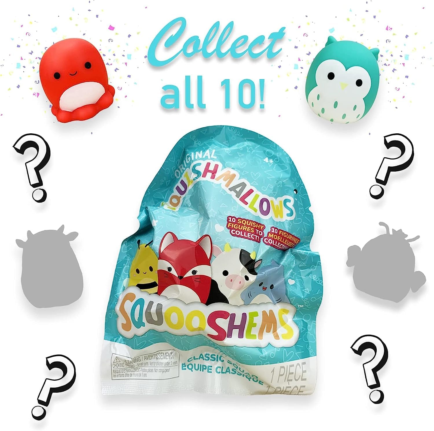 Squishmallows Squooshems classic squad plush adds soft comfort to playtime.