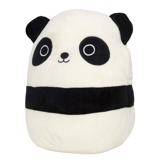 Squishmallows Stanley Panda 8-inch side view as a compact cuddle buddy