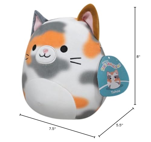 Squishmallows Tahoe tortoiseshell cat hand-washable care for lasting fluff.
