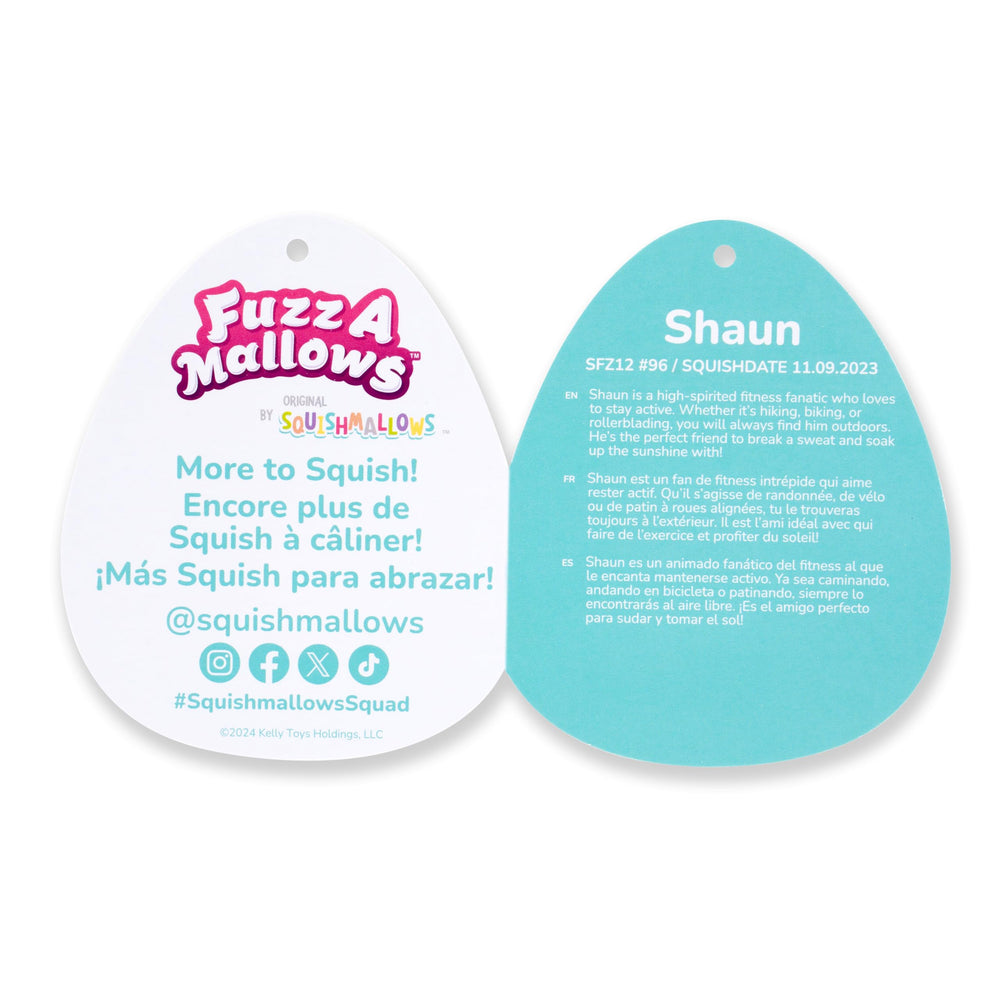 Travel-friendly Shaun plush from Squishmallows adds comfort on journeys.