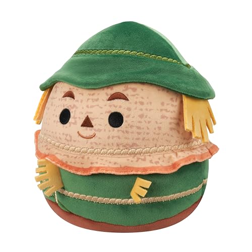Squishmallows Wizard of Oz Scarecrow side profile highlights compact travel-friendly shape.