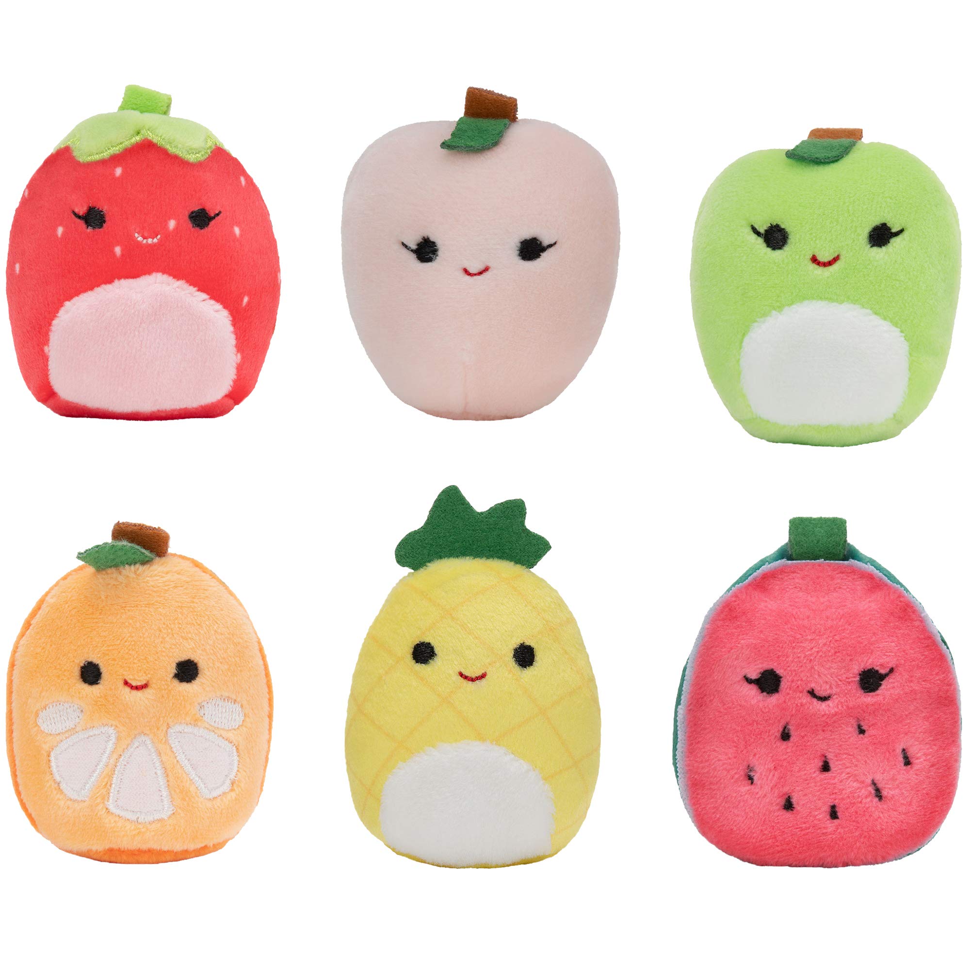 Squishville mini peach plush with soft, squeezable feel for on-the-go fun.