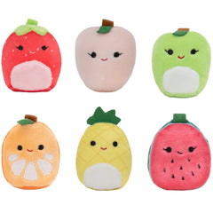 Squishville mini peach plush with soft, squeezable feel for on-the-go fun.