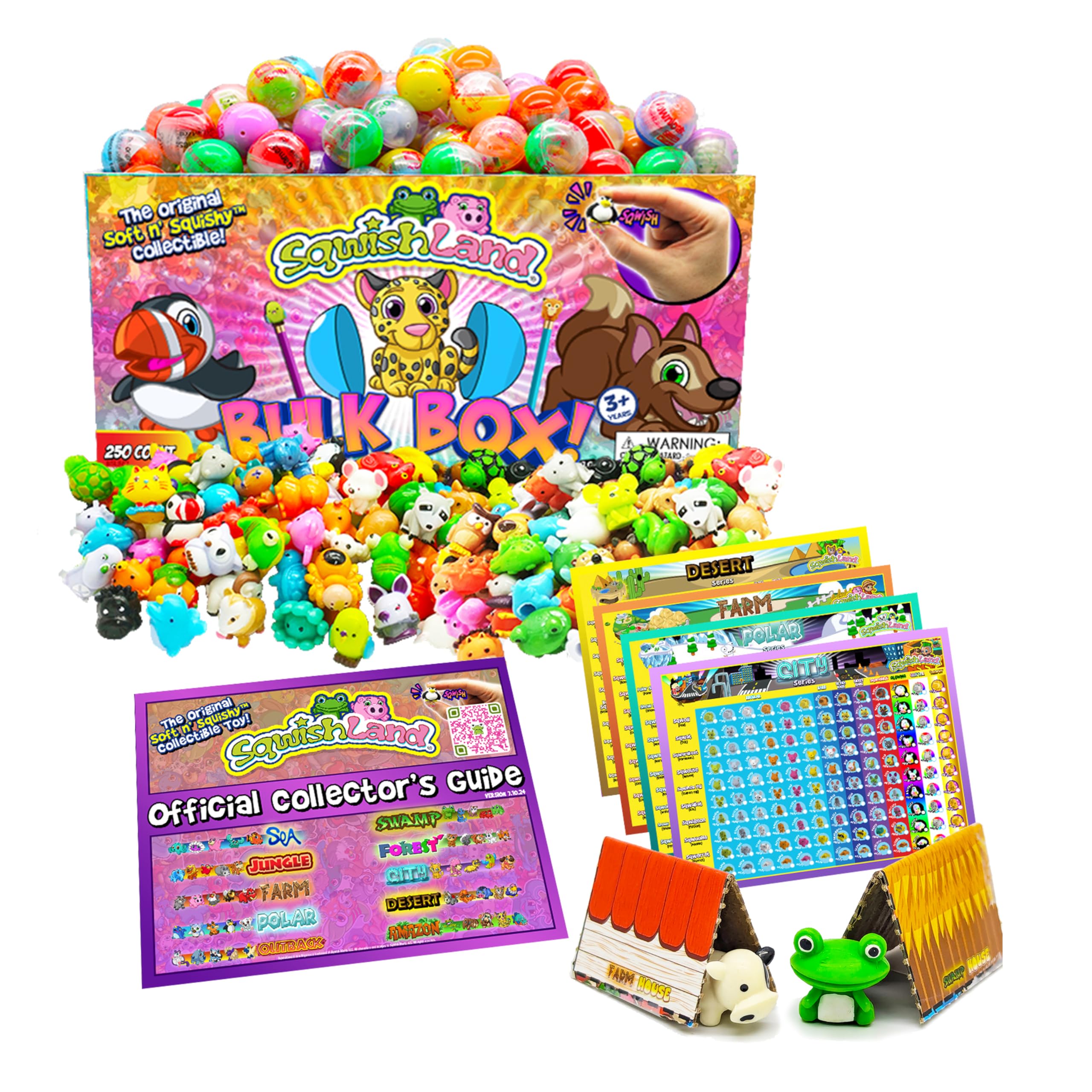SqwishLand Bulk Box Series 6 mini squishy animals, perfect for party favors and classroom rewards.