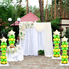 Sratte adjustable height stand adapts to balloon counts.