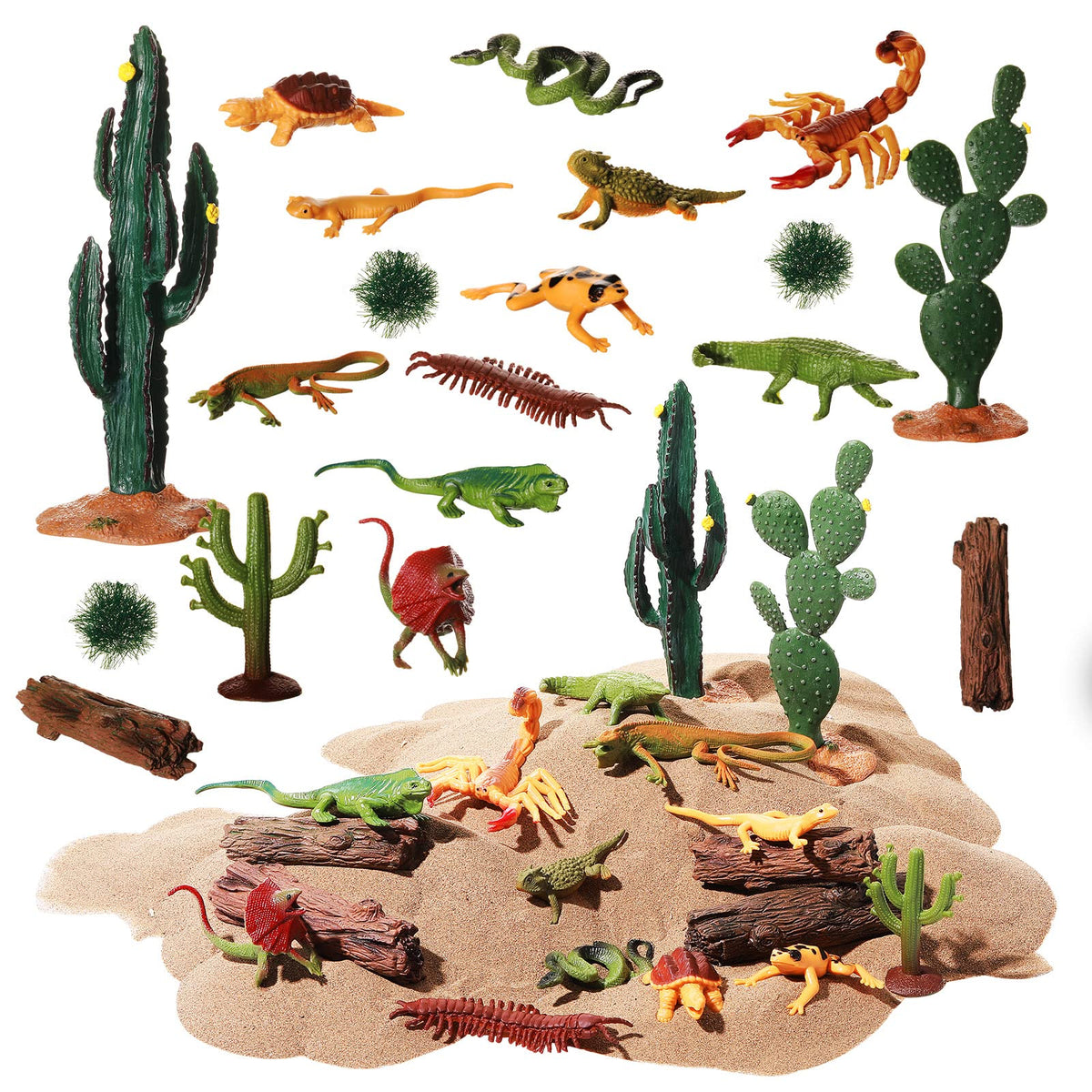 Sratte desert animals diorama kit overview with colorful figures for classroom displays