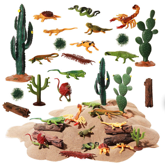 Sratte desert animals diorama kit overview with colorful figures for classroom displays