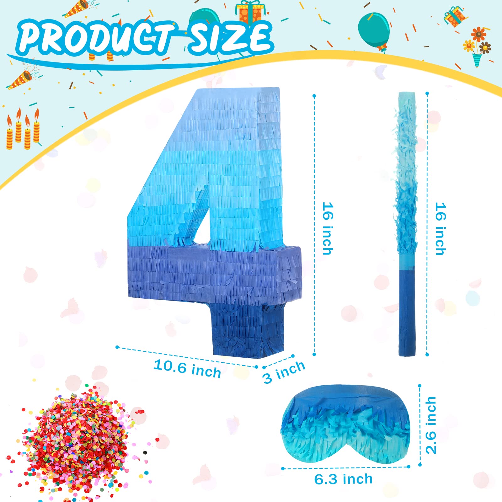 Sratte pinata with blindfold and stick for interactive birthday game