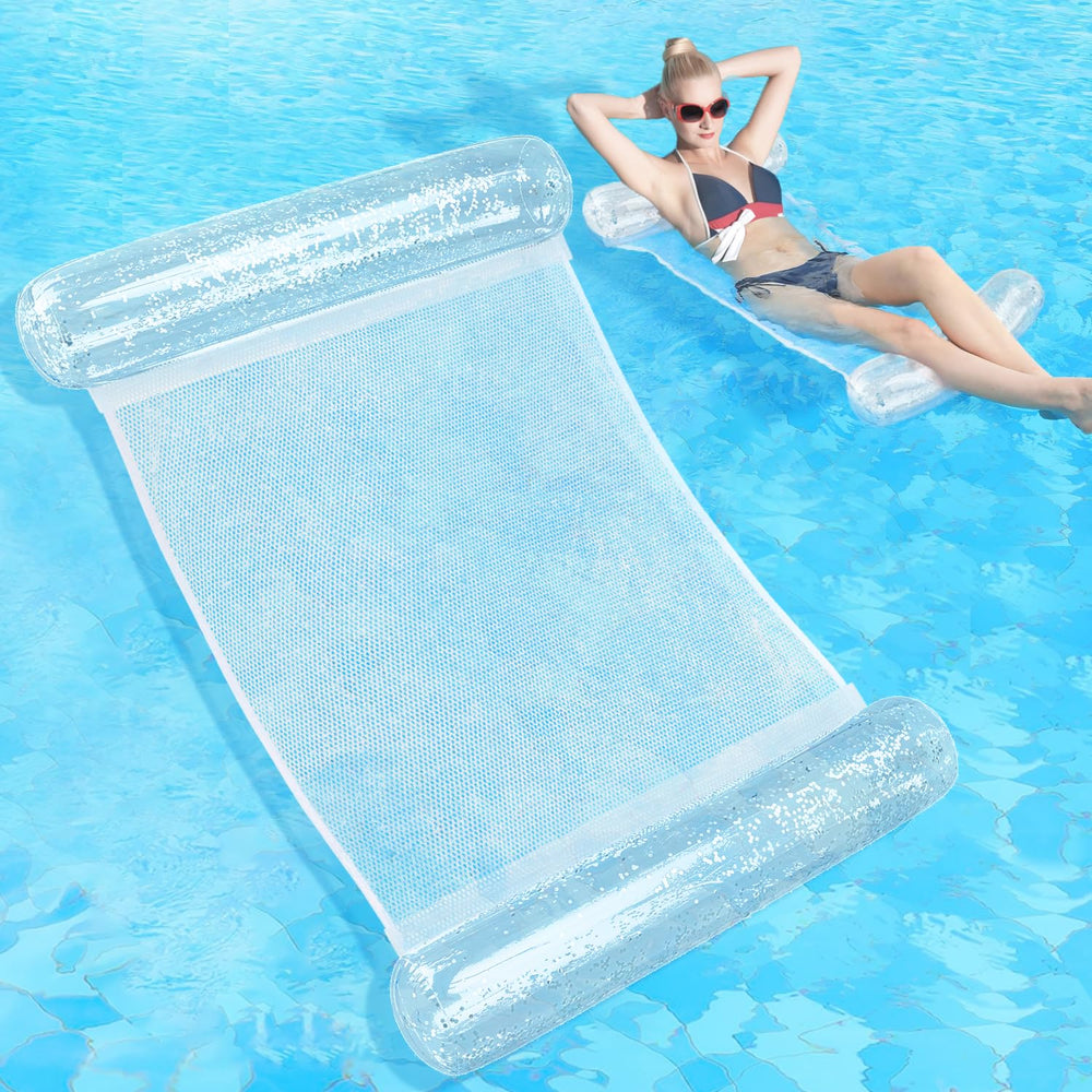 Sratte pool float hammock with silver glitter for stylish summer lounging