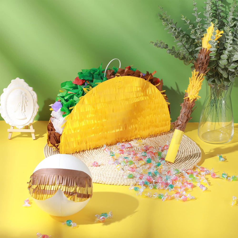 Sratte taco pinata uses corrugated interior and tissue exterior for durability.