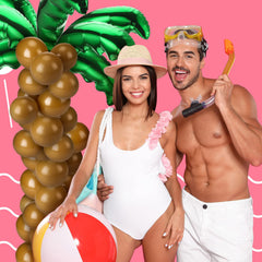 Sratte tropical decor balloons set creates vibrant coastal ambience