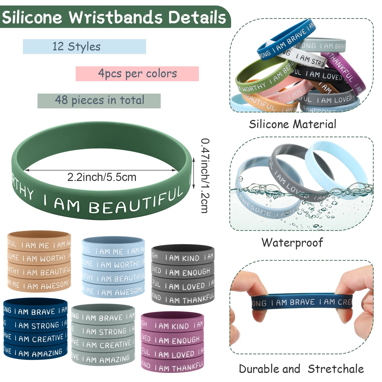 Sratte wristbands on display showing 12 styles for versatile school rewards.