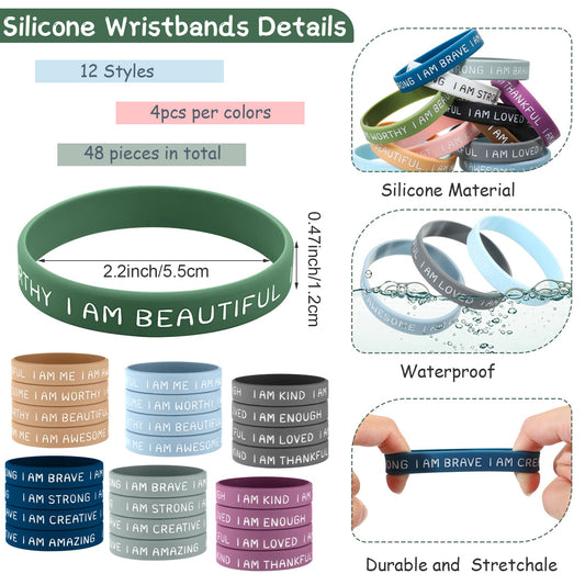 Sratte wristbands on display showing 12 styles for versatile school rewards.