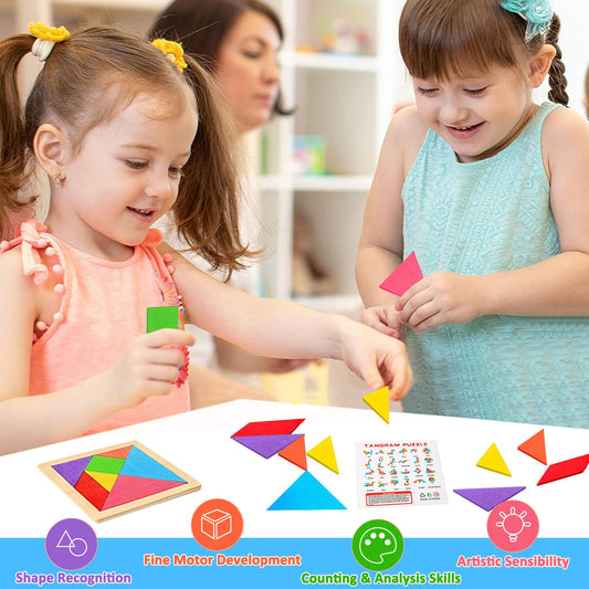 SRENJU SINU Tangram set with bright colors boosts color recognition