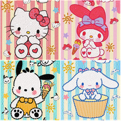 Sretoul 4 Pack Diamond Art Kit canvas close-up with vibrant kid-friendly colors.