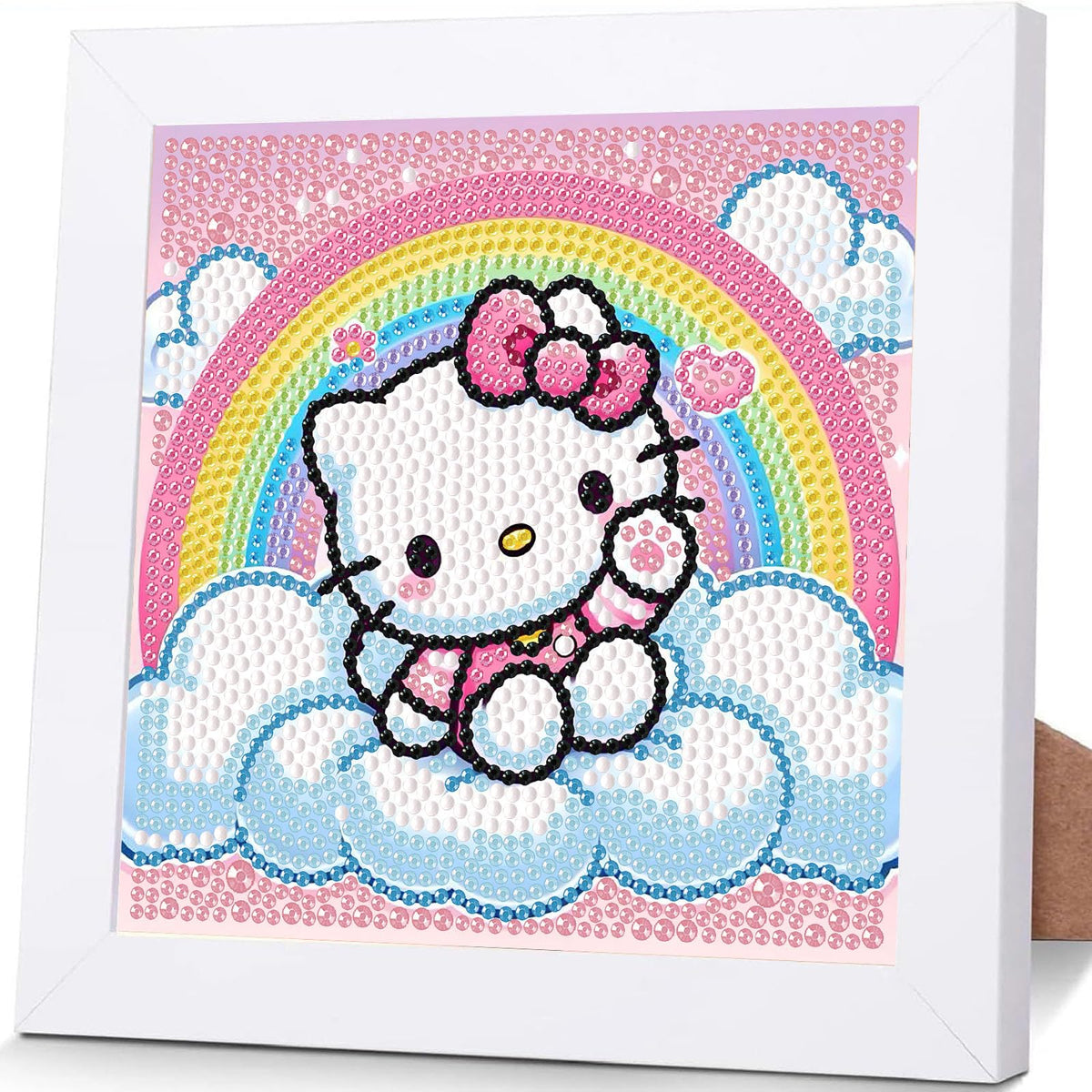 Sretoul Cartoon Diamond Art canvas with frame—easy kid crafting for creativity.